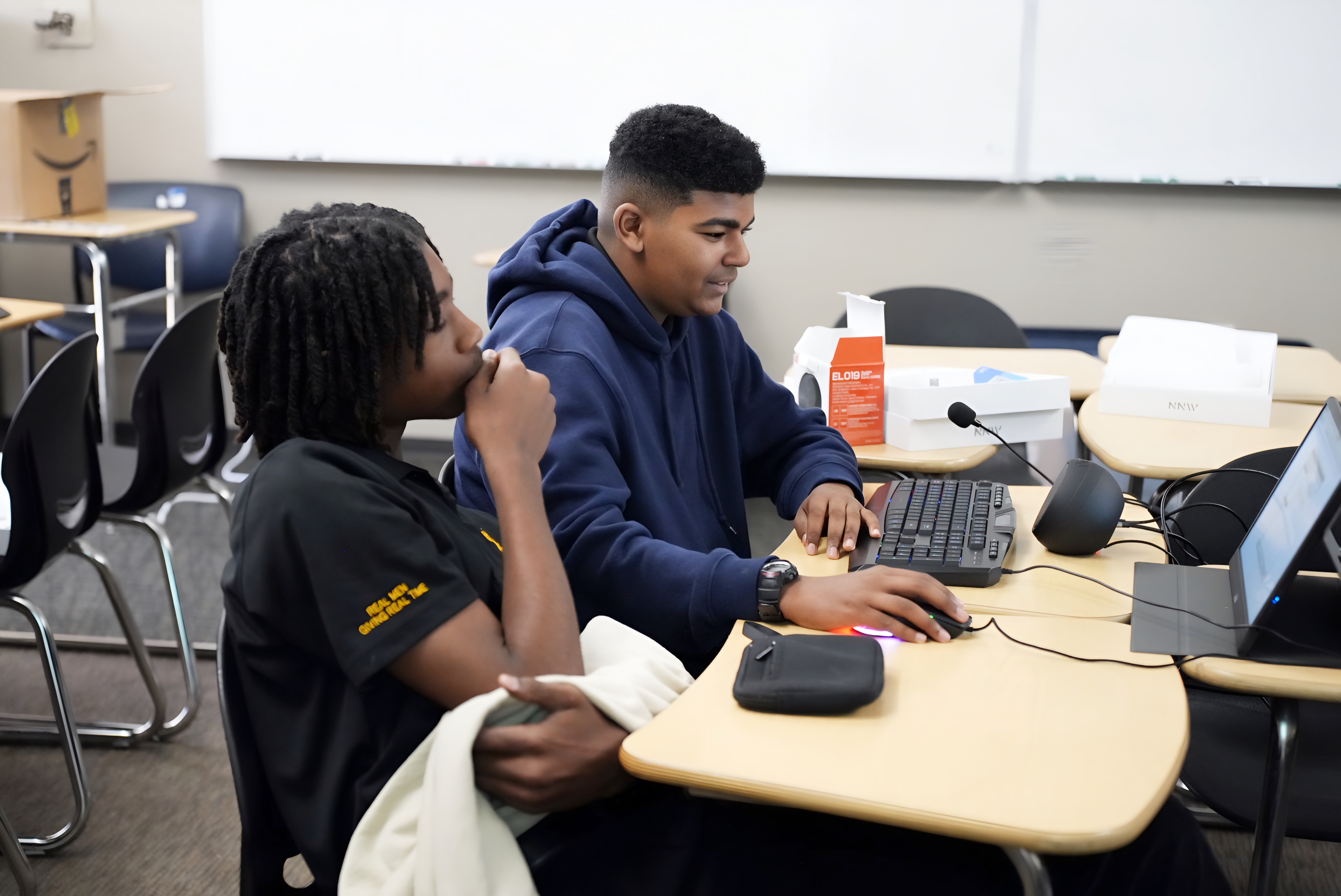 Students working at computer