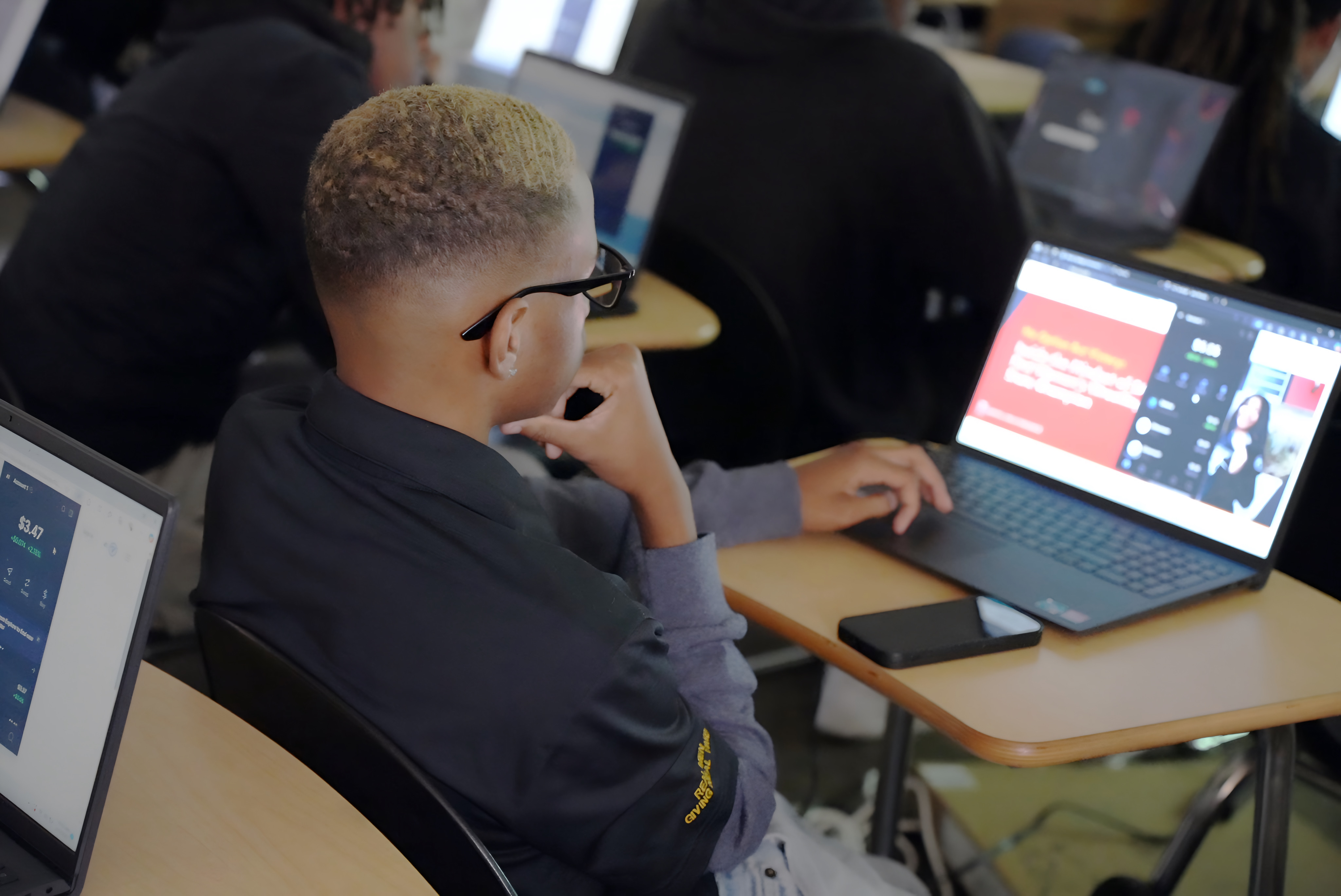 Student using laptop